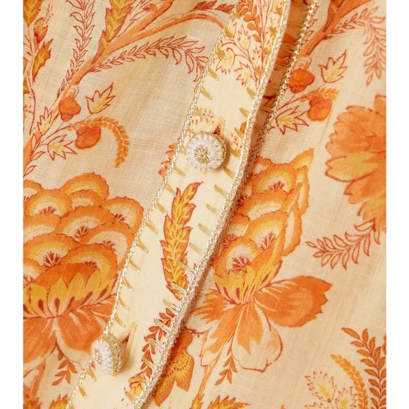 ZIMMERMANN Junie gathered embellished floral-print ramie blouse - Picture 5 of 8